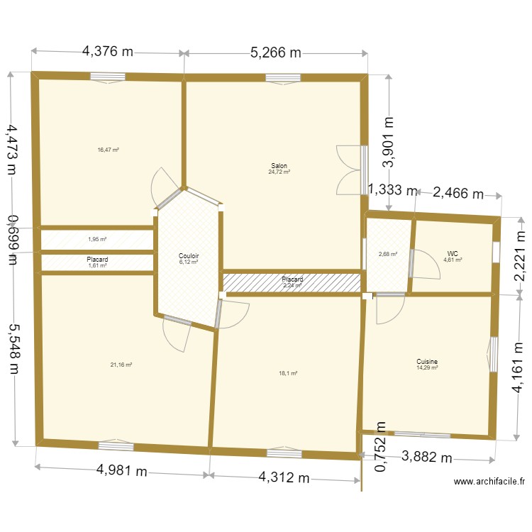 plan 1. Plan de 11 pièces et 114 m2