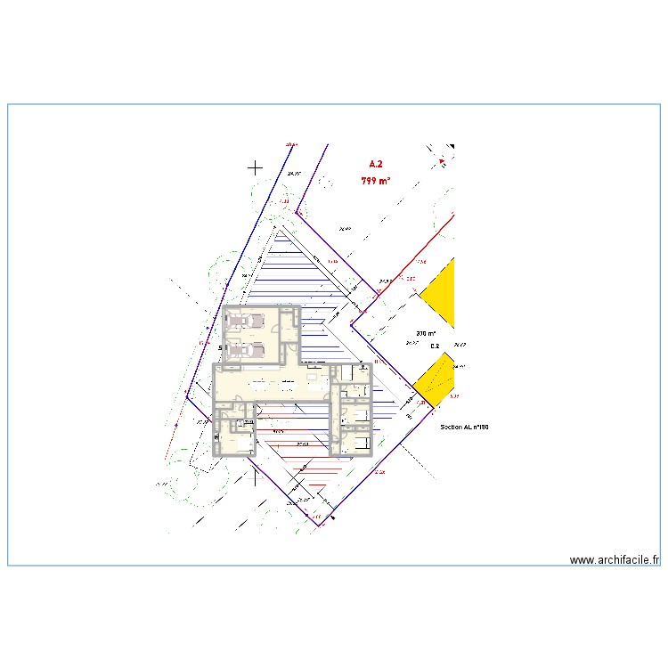 Pagerie. Plan de 21 pièces et 221 m2