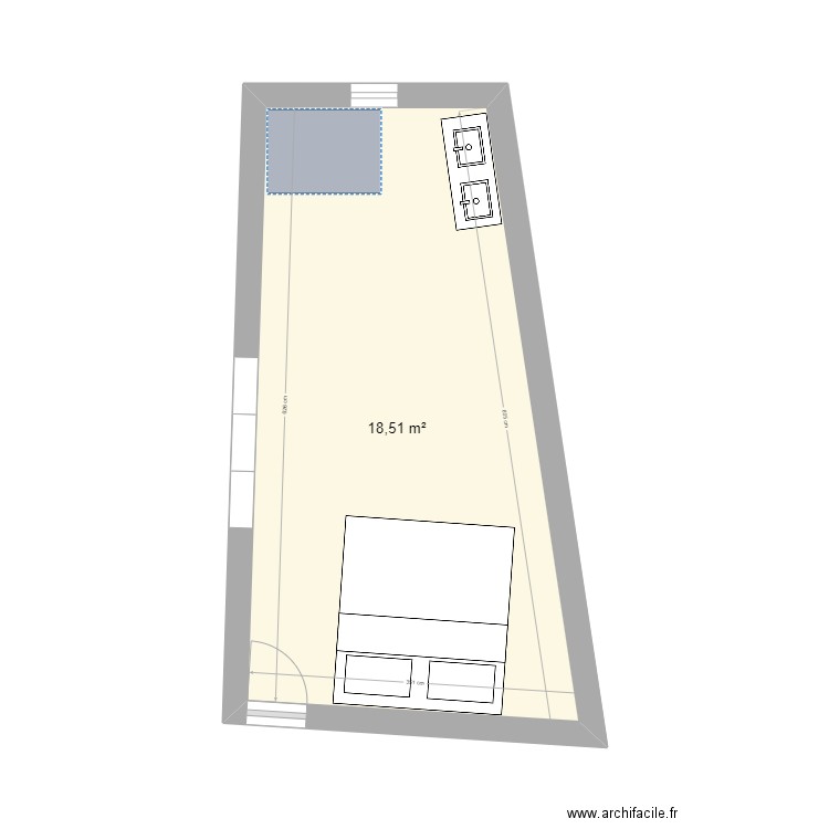 Chambre 3. Plan de 1 pièce et 19 m2