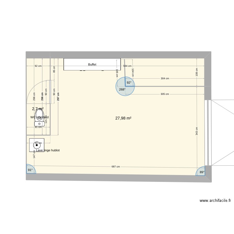 plan st hilaire garage. Plan de 2 pièces et 31 m2