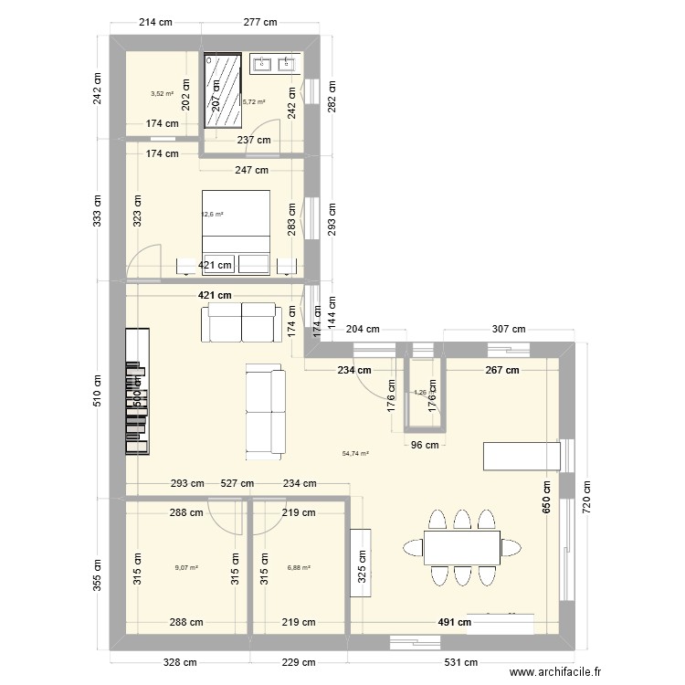 Projet3. Plan de 7 pièces et 94 m2