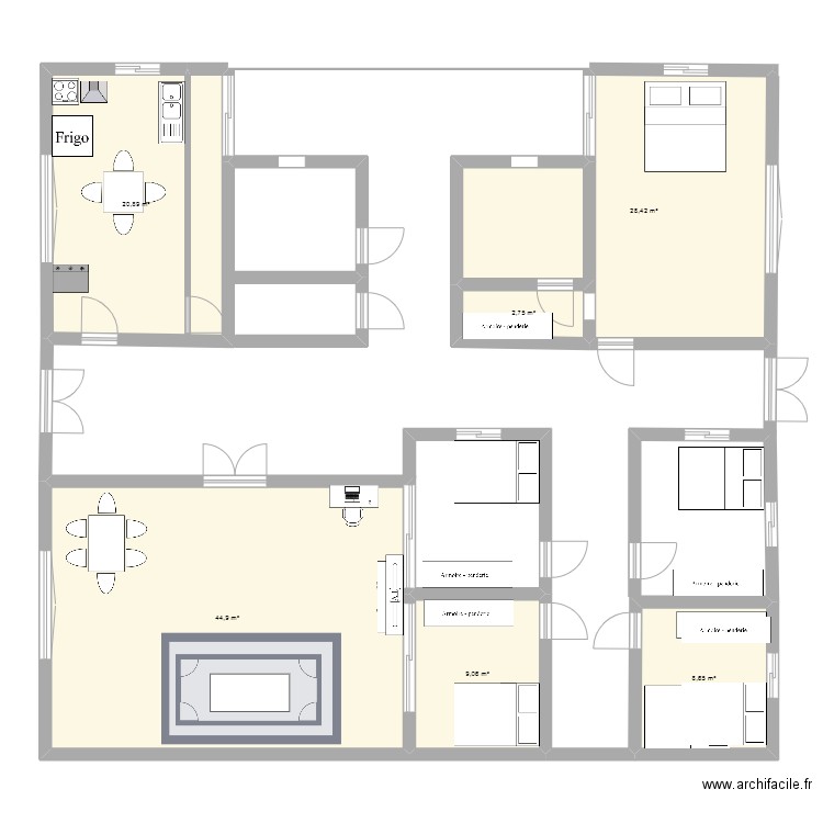 zembi plan. Plan de 6 pièces et 115 m2