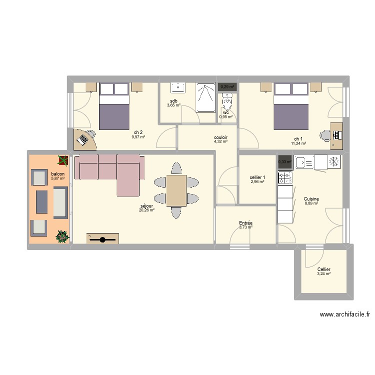 ZANADREA POLESSO. Plan de 13 pièces et 76 m2