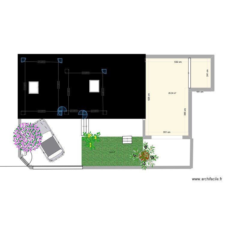 TARZSARI. Plan de 3 pièces et 54 m2