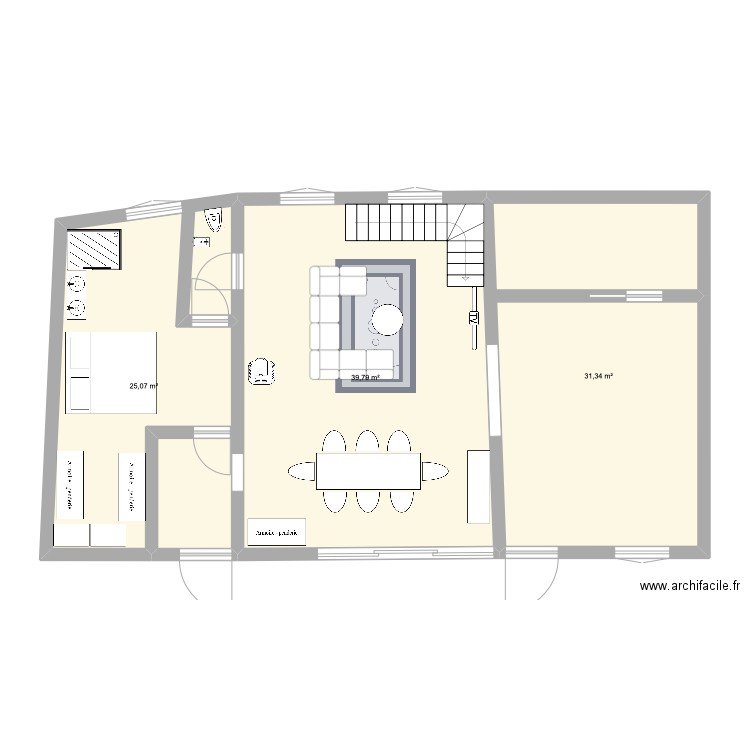 maison. Plan de 3 pièces et 96 m2