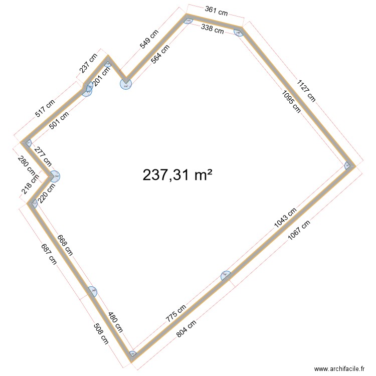 eco. Plan de 1 pièce et 237 m2