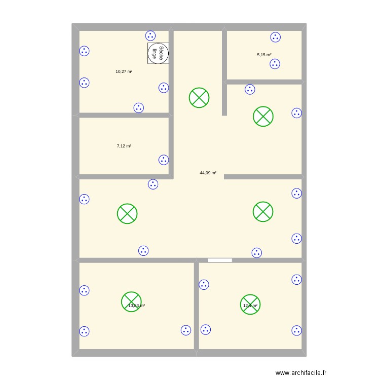 Plan maison 2. Plan de 6 pièces et 93 m2