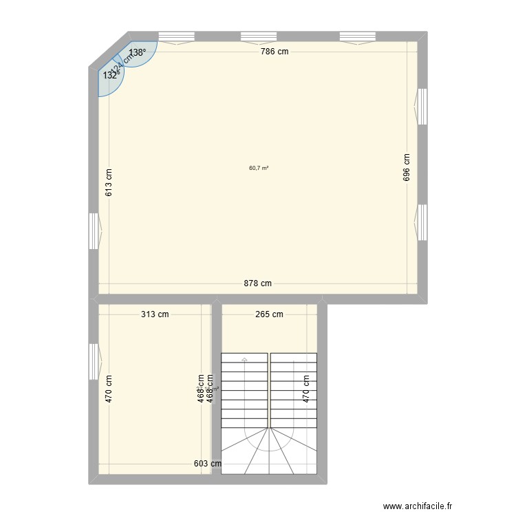 BOEN 1ER ETAGE. Plan de 2 pièces et 88 m2