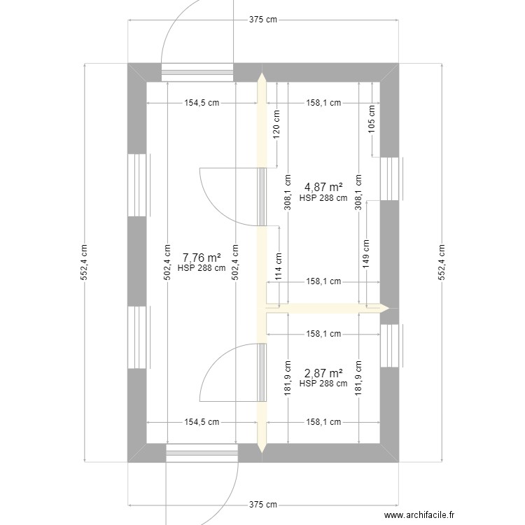 house. Plan de 3 pièces et 16 m2