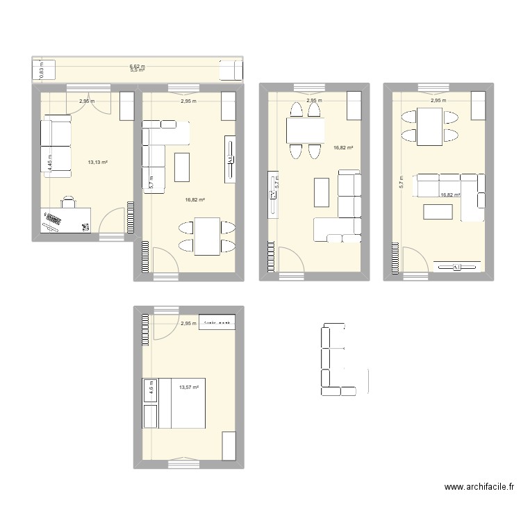 AUbépine. Plan de 6 pièces et 83 m2