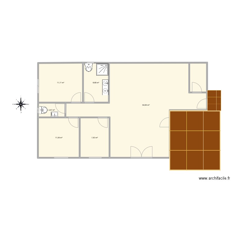 Soleil 1. Plan de 6 pièces et 94 m2