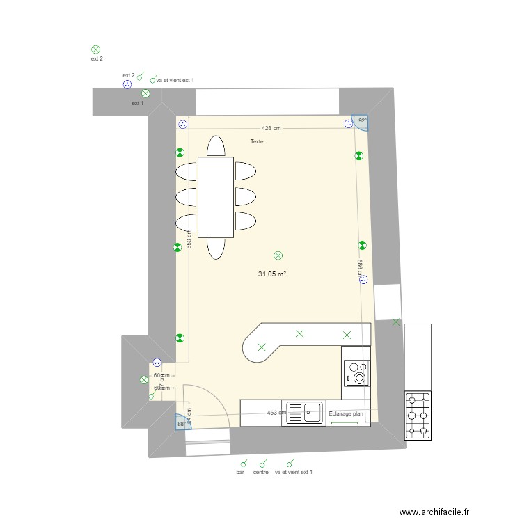 Grotte. Plan de 1 pièce et 31 m2