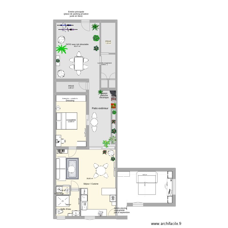 Villa La Cachette version 2. Plan de 8 pièces et 95 m2