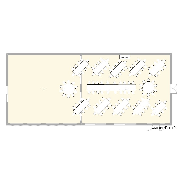 Plan salle mariage 2. Plan de 2 pièces et 234 m2