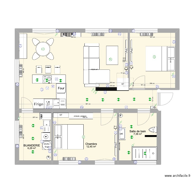 R+1 TY BLEIZIG. Plan de 4 pièces et 72 m2