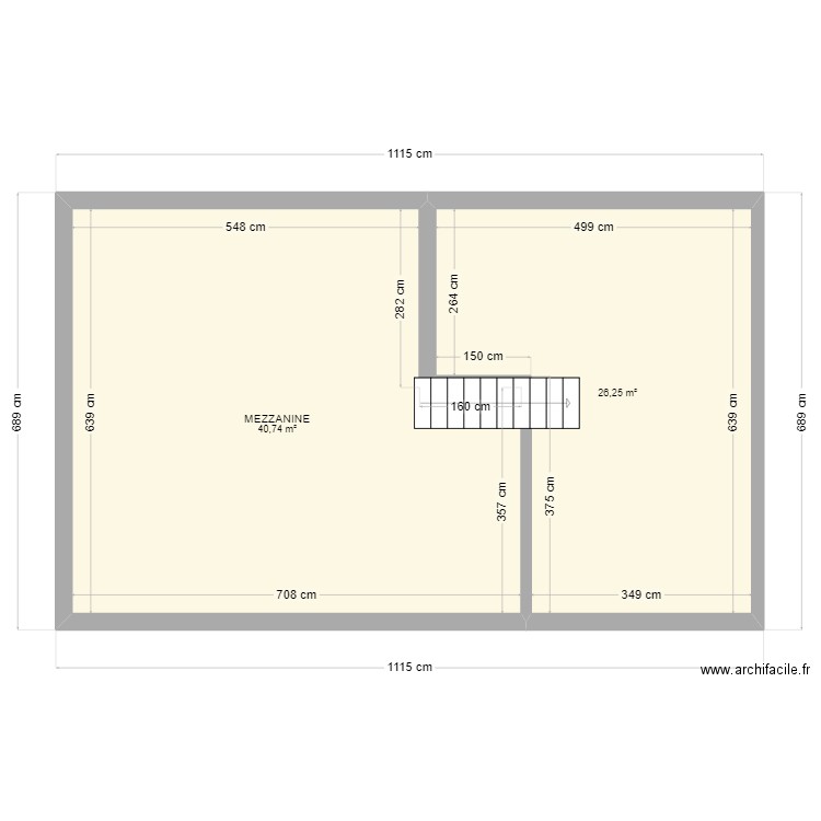 Appartement 1er Mezzanine. Plan de 2 pièces et 67 m2