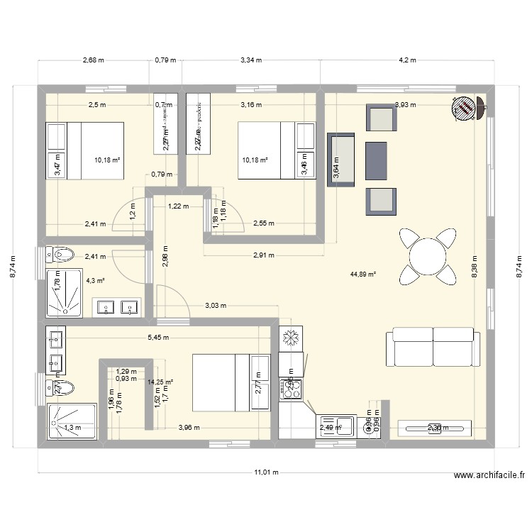 maison 82 m² mod 2. Plan de 5 pièces et 84 m2