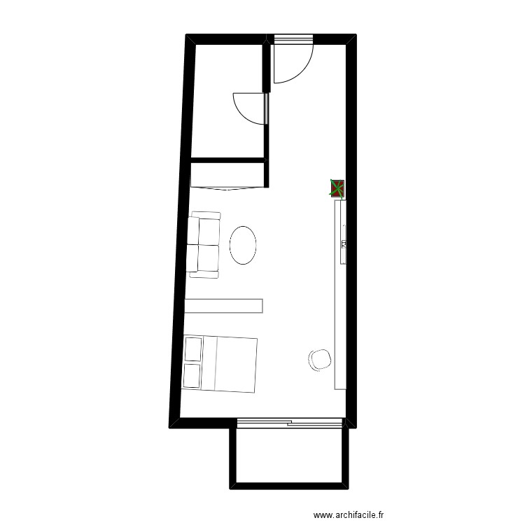 dubai. Plan de 1 pièce et 38 m2