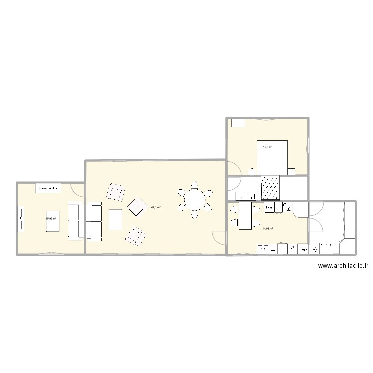 Oinville-sur-Montcient. Plan de 4 pièces et 89 m2