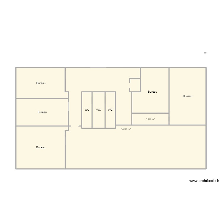 1er étage . Plan de 10 pièces et 74 m2