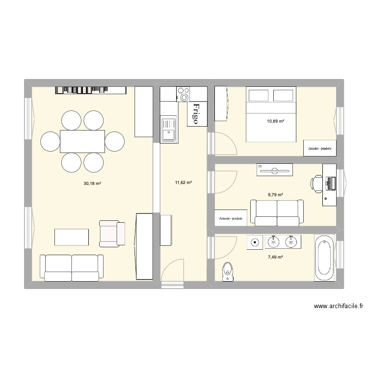 Plan v0.2. Plan de 5 pièces et 70 m2