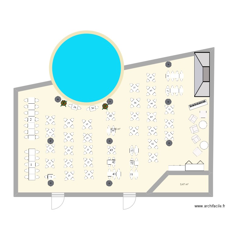 salle à manger LIZ. Plan de 2 pièces et 91 m2