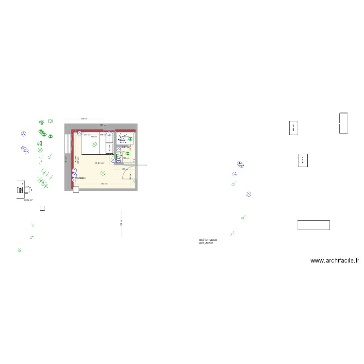 chambre manon. Plan de 3 pièces et 13 m2