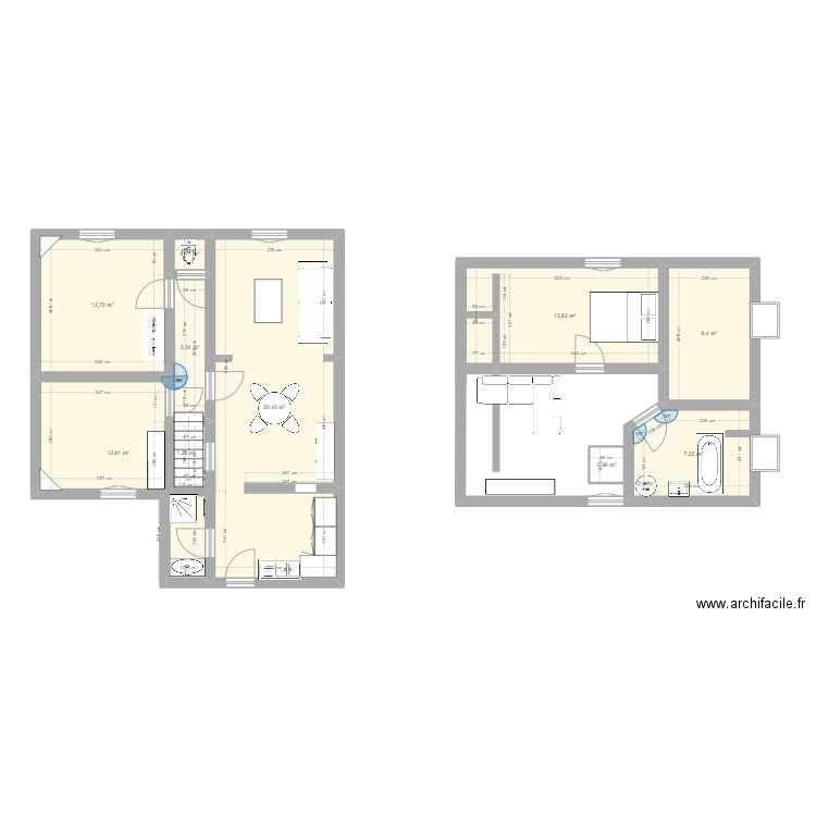 Plan modifié V1. Plan de 10 pièces et 92 m2