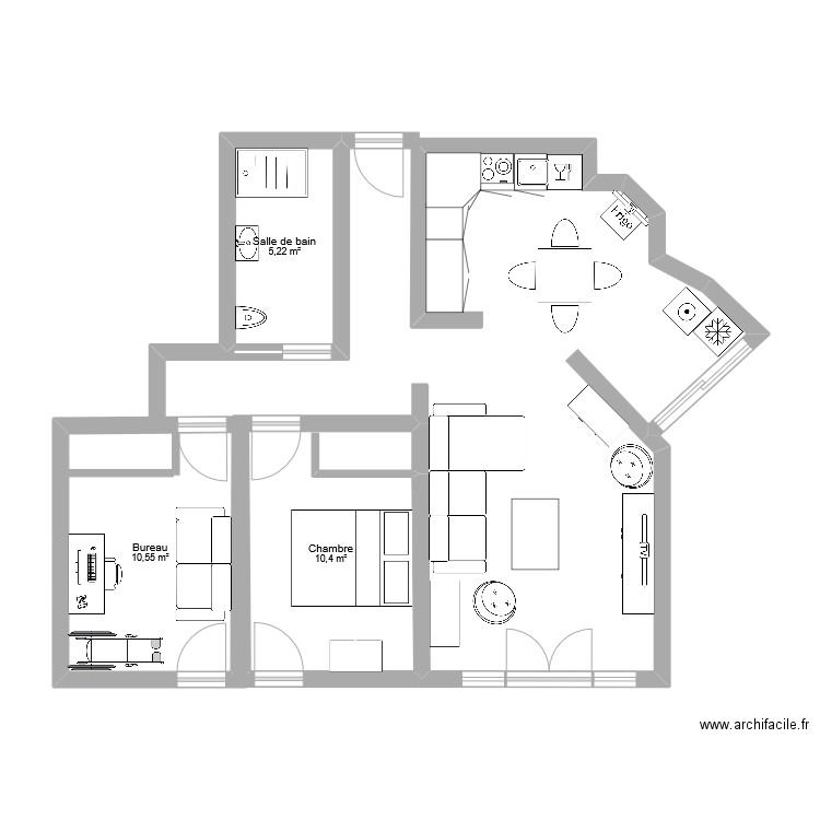 Oree. Plan de 3 pièces et 26 m2