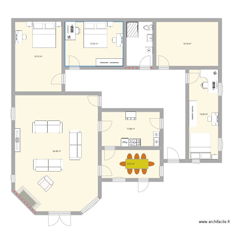 Garkin. Plan de 7 pièces et 142 m2