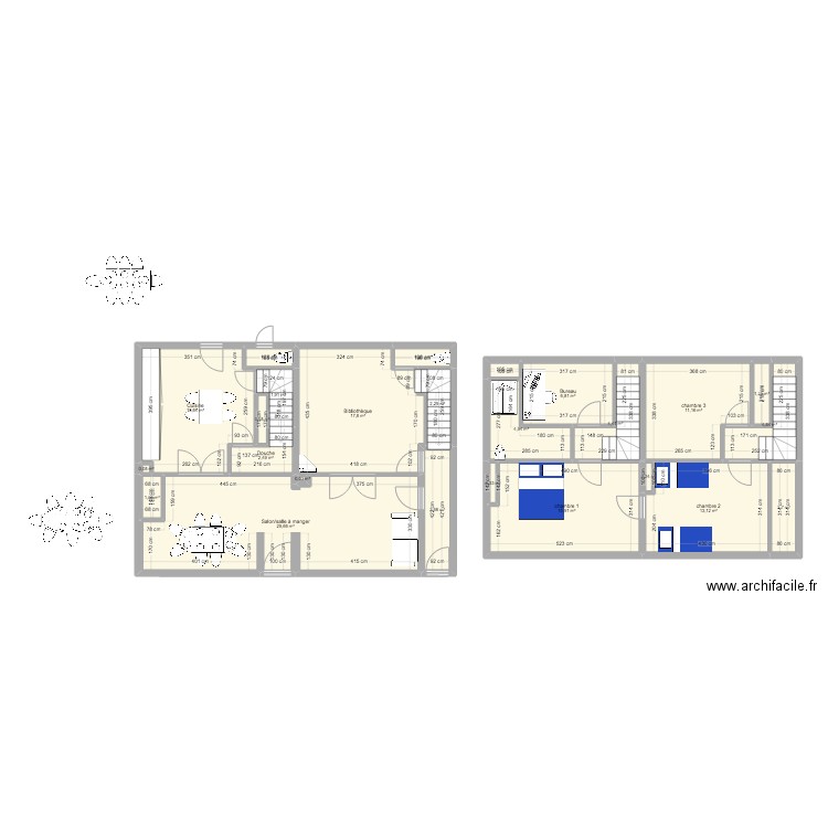 Maison mer. Plan de 25 pièces et 144 m2