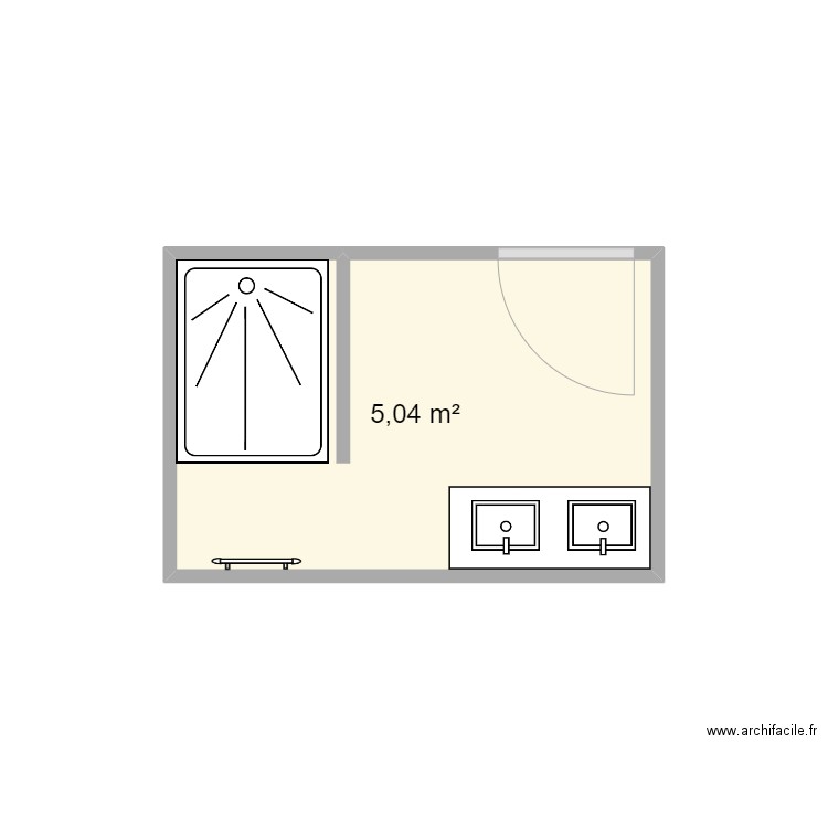 salle de bain aureville . Plan de 1 pièce et 5 m2