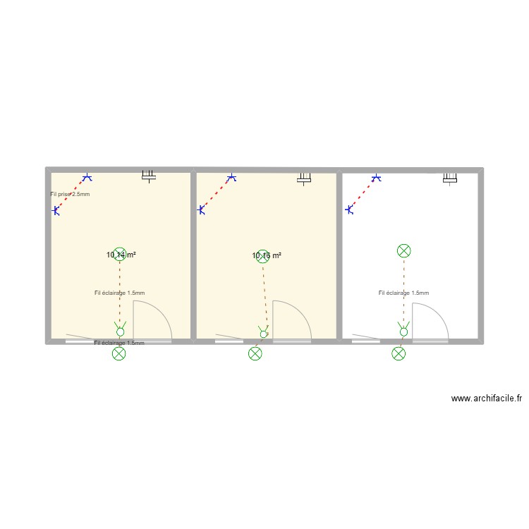 herv. Plan de 2 pièces et 20 m2