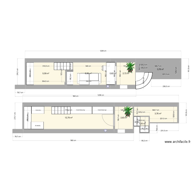 BIRIATOU ANNEXE. Plan de 9 pièces et 39 m2