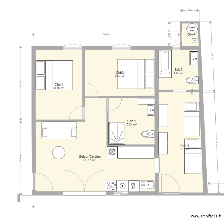 B 53 aménagements. Plan de 0 pièce et 0 m2