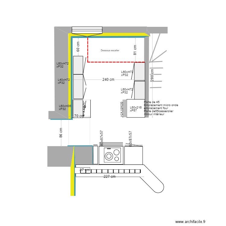 plan cuisine partie haute. Plan de 0 pièce et 0 m2