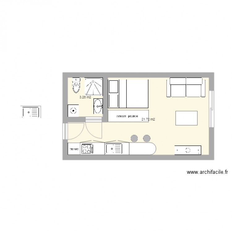 25m2. Plan de 0 pièce et 0 m2