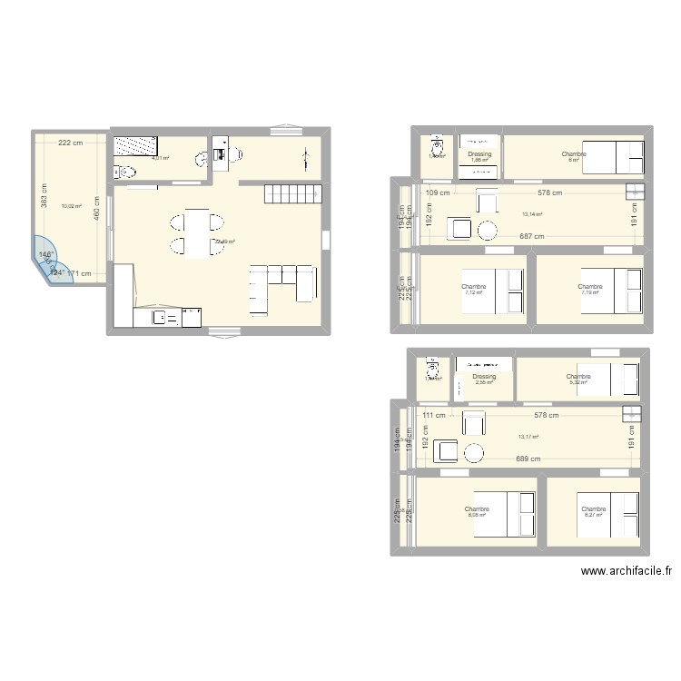 Plan maison. Plan de 19 pièces et 123 m2