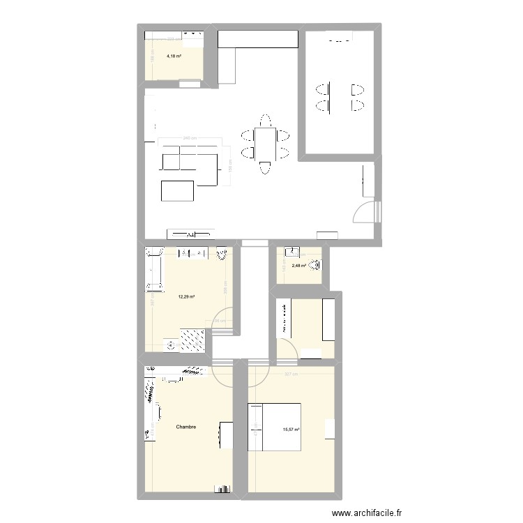 Appart Courrendlin 23 Juin. Plan de 6 pièces et 55 m2