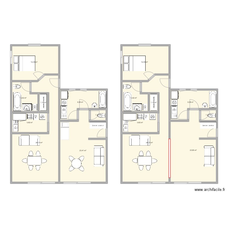 plan appartement ouverture. Plan de 16 pièces et 165 m2