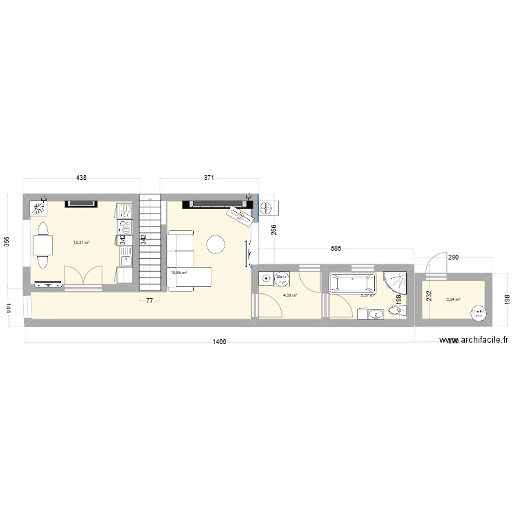 maison 48BIS. Plan de 5 pièces et 45 m2