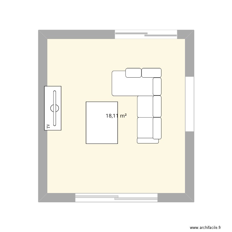 Extention 4/5. Plan de 1 pièce et 18 m2