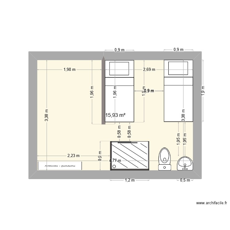 Casa-beneficiadero. Plan de 1 pièce et 16 m2