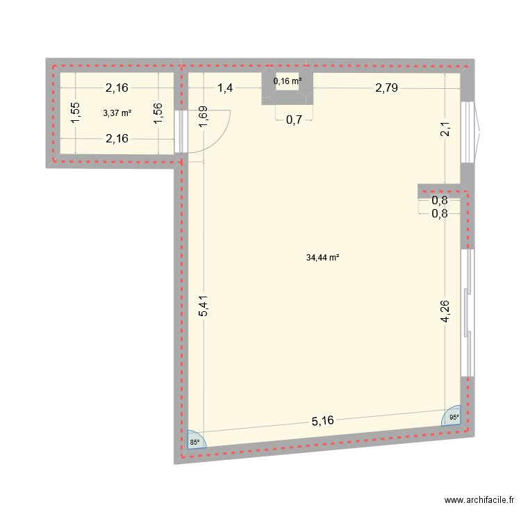 CRE_TCHO. Plan de 3 pièces et 38 m2