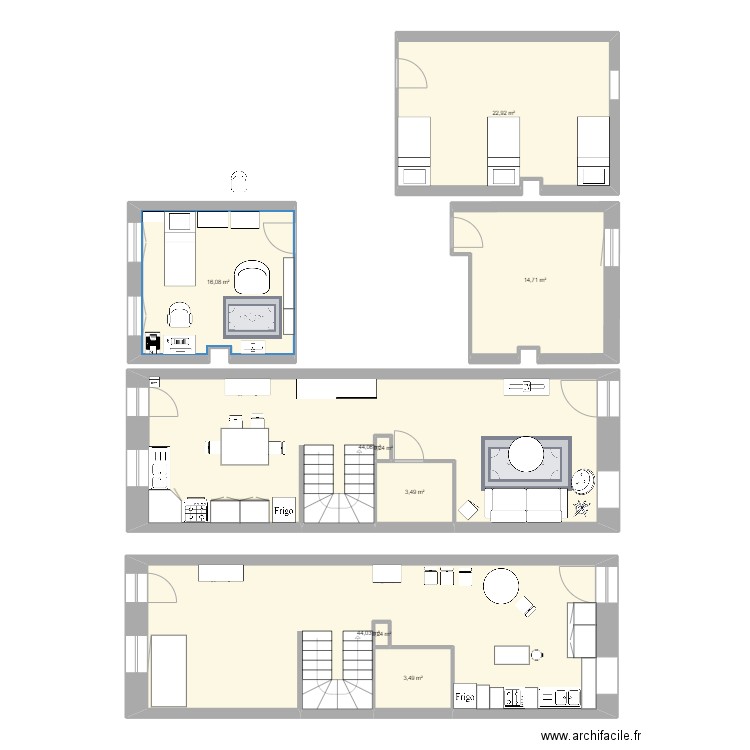 LE PROJET. Plan de 9 pièces et 149 m2