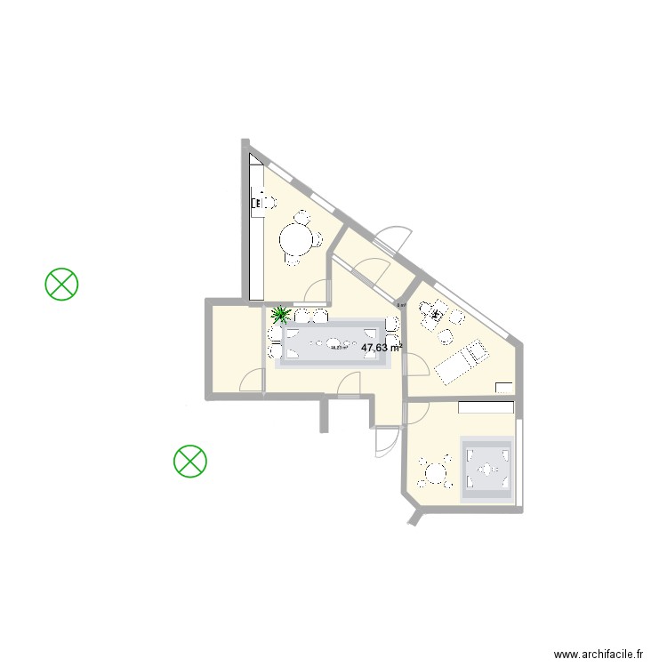 ORTHOPHONIE. Plan de 3 pièces et 66 m2