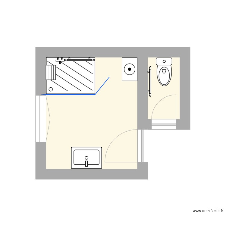 croquis JANNY salle de bain 2 - Plan 2 pièces 7 m2 dessiné par HD52