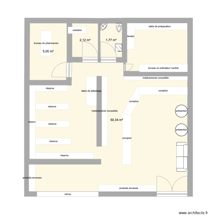 plan pharmacie. Plan de 0 pièce et 0 m2