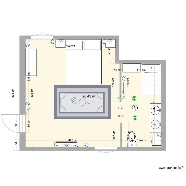 chambre parentale. Plan de 0 pièce et 0 m2