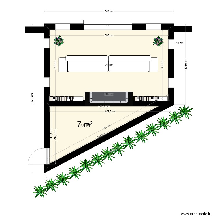 Salon d'Hiver Rosalinda. Plan de 2 pièces et 29 m2